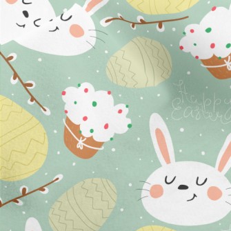 Cartoon Rabbit And Easter Eggs Micro Fleece