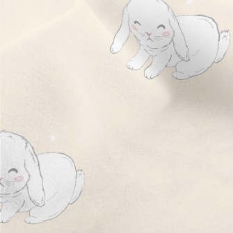 Hand Drawn White Pet Rabbit Micro Fleece