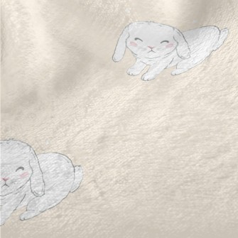 Hand Drawn White Pet Rabbit Minky