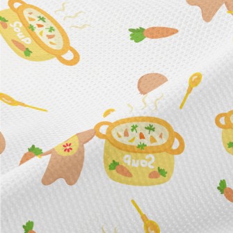 Cute Rabbit Cooking Farm Soup Piqué