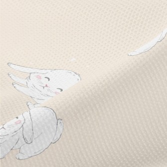 Hand Drawn White Pet Rabbit Piqué