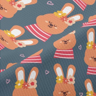 Orange Bunny Wearing A Flower  Piqué