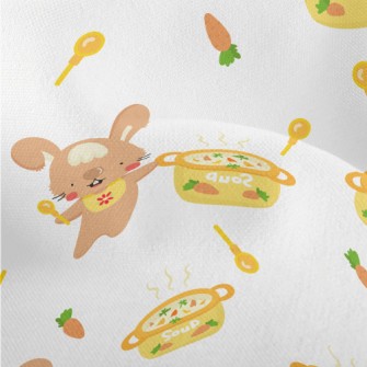Cute Rabbit Cooking Farm Soup Lightweight Performance Linen