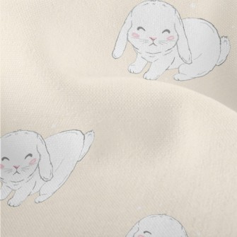 Hand Drawn White Pet Rabbit Lightweight Performance Linen