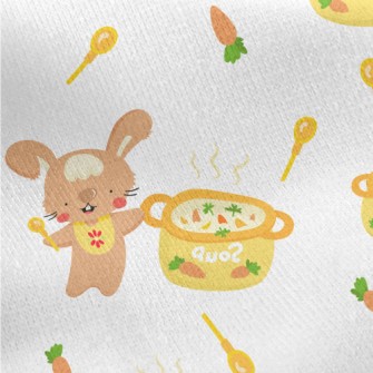 Cute Rabbit Cooking Farm Soup Jersey Backed Fleece