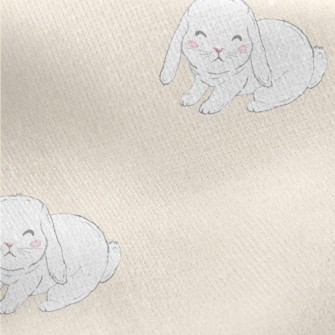 Hand Drawn White Pet Rabbit Jersey Backed Fleece