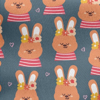 Orange Bunny Wearing A Flower  Jersey Backed Fleece