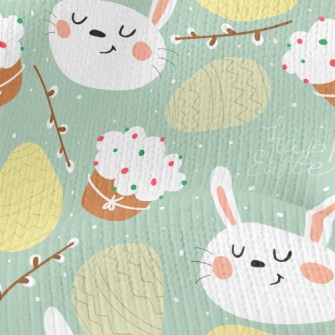 Cartoon Rabbit And Easter Eggs Stretch Jersey