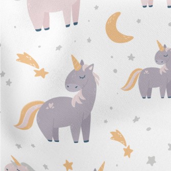 Unicorn And Starry Sky Lightweight Cotton Poplin