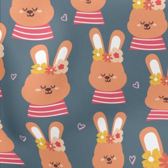 Orange Bunny Wearing A Flower  Lightweight Cotton Poplin