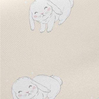 Hand Drawn White Pet Rabbit Midweight Cotton Poplin