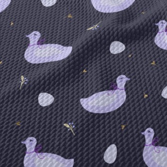 Elegant Purple Swan Birdseye Piqué