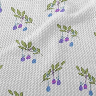 Easter Eggs Hanging On Branche Birdseye Piqué