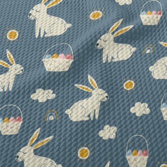 Hand Drawn Festive Rabbit Birdseye Piqué