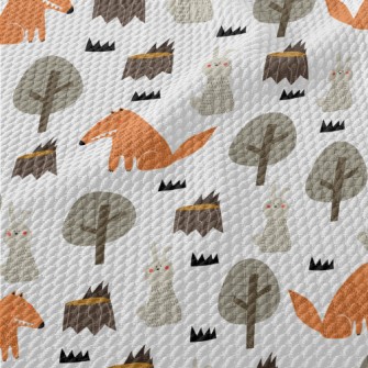 Forest Fox And Hare Birdseye Piqué