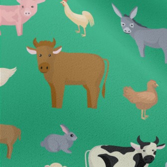 Cartoon Domestic Animals Doodl Chiffon