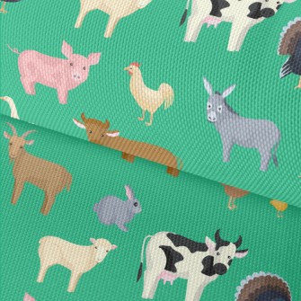 Cartoon Domestic Animals Doodl Waterproof Oxford