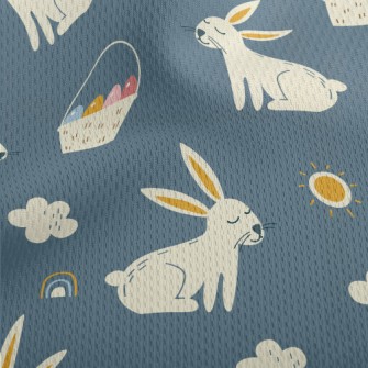 Hand Drawn Festive Rabbit Athletic Mesh Flat Back