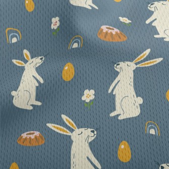 Festive Bunny With Cake Athletic Mesh Flat Back