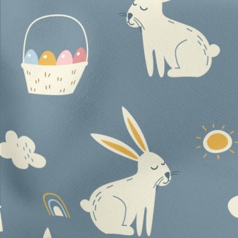 Hand Drawn Festive Rabbit Stretch Ponte