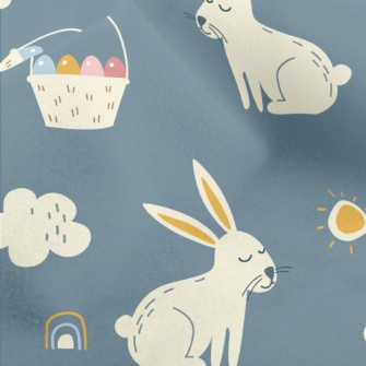 Hand Drawn Festive Rabbit Micro Fleece