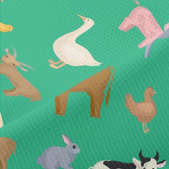 Cartoon Domestic Animals Doodl Piqué