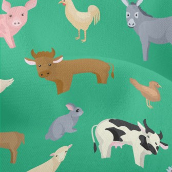 Cartoon Domestic Animals Doodl Lightweight Performance Linen