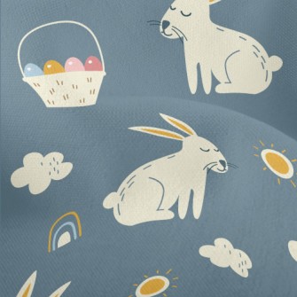 Hand Drawn Festive Rabbit Lightweight Performance Linen