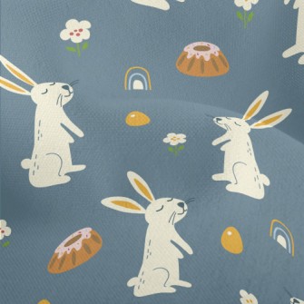 Festive Bunny With Cake Lightweight Performance Linen