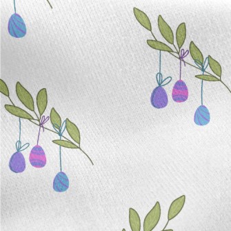 Easter Eggs Hanging On Branche Jersey Backed Fleece