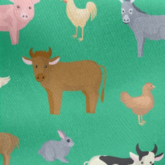 Cartoon Domestic Animals Doodl Jersey Backed Fleece