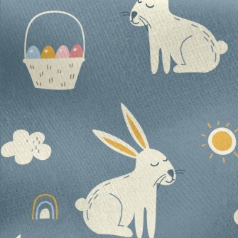 Hand Drawn Festive Rabbit Jersey Backed Fleece