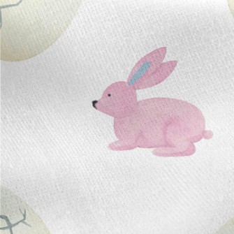 Hand Drawn Watercolor Rabbit Jersey Backed Fleece