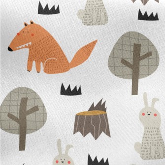 Forest Fox And Hare Jersey Backed Fleece