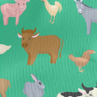 Cartoon Domestic Animals Doodl Stretch Jersey