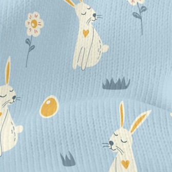 Elegant Bunny And Easter Eggs Stretch Jersey