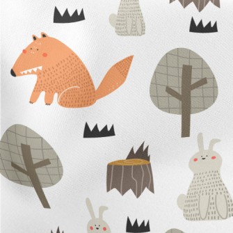 Forest Fox And Hare Lightweight Cotton Poplin