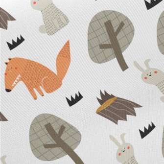 Forest Fox And Hare Midweight Cotton Poplin