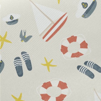 Navy Cap Sailboat Midweight Cotton Poplin