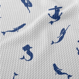 Mermaid Silhouette With Anchor Birdseye Piqué