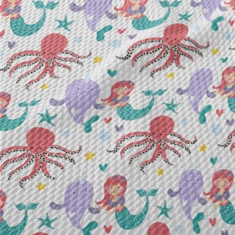 Mermaid Dolphin Octopus Birdseye Piqué