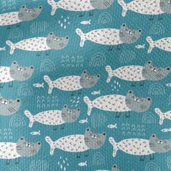 Smiling Mermaid Cat Waterproof Canvas