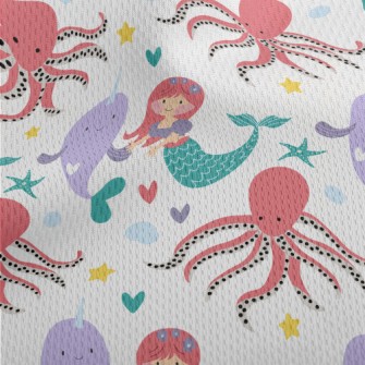 Mermaid Dolphin Octopus Athletic Mesh Flat Back