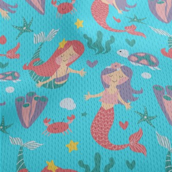 Turtle Mermaid Sisters Athletic Mesh Flat Back