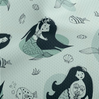 Beautiful Long Hair Mermaid Athletic Mesh Flat Back