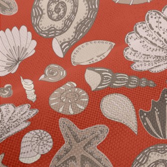 Mysterious Shellfish Fossils F Performance Linen