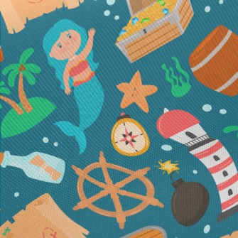 Mermaid Pirate Treasure Twill