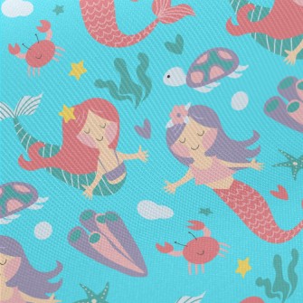 Turtle Mermaid Sisters Twill