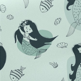 Beautiful Long Hair Mermaid Twill
