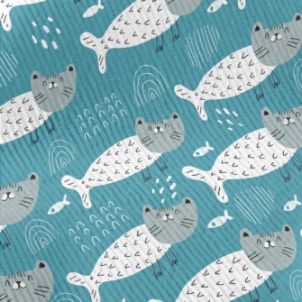 Smiling Mermaid Cat Standard Corduroy